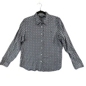Lauren Ralph Lauren Women's Non Iron Geometric Print Button Down Shirt XL